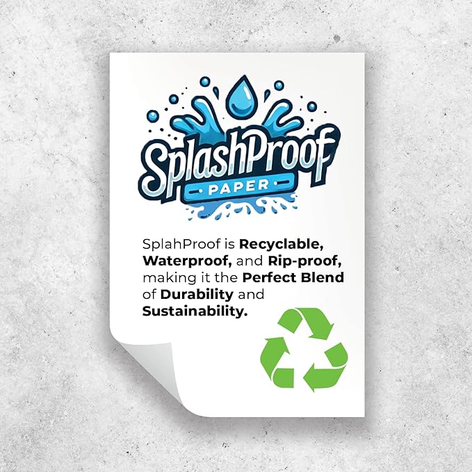 Printer Paper - 8.5" x 11", 10 Mil Waterproof Paper, Laser Printer & Copy Machine Compatible (25 Sheets)