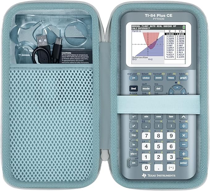 co2CREA Carrying Case for Texas Instruments TI-84 Plus CE Python Enhanced/TI-84/TI-Nspire CX II CAS/TI-Nspire CX II/TI-83 Plus/TI-89 Titanium/TI-85/TI-86 Color Graphing Calculator, Fractal Frost Case