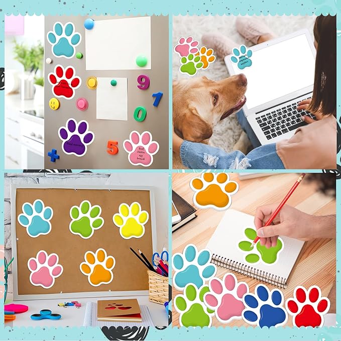 600Pcs Paw Print Note Pads, Colorful Paw Shaped Sticky Notes Kawaii Fun Animal Sticky Notes Pads Dog Party Pocket Notepads Cartoon Memo Pads for Dog Lovers School Home Office Supplies