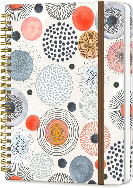 Spiral Journal Notebook, A5 Cute Notebooks for Women Men, College Ruled Hardcover Notebook for Work & Note Taking, 60 Pages Double-Wire Journals for Writing, Cute Colorful Polka Dots