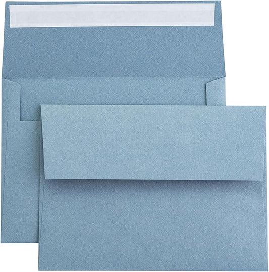 PONATIA 50 Pieces 5x7 Envelopes, Dusty Blue A7 Envelopes Self Seal for Weddings, Invitation Cards, Photos, Postcards, Greeting Cards Mailing, Baby Shower, Graduation, Christmas Gift Cards