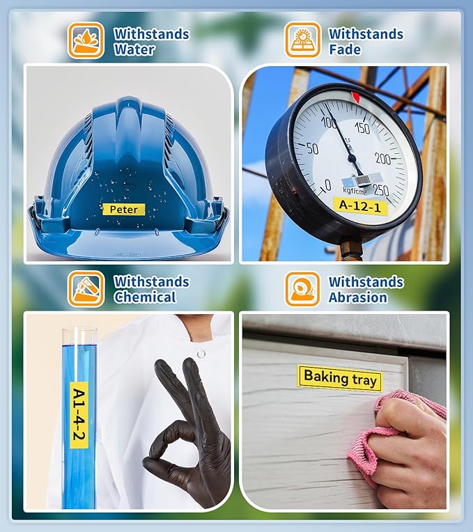 TZe-631 TZ 12mm 0.47 Laminated Black on Yellow Compatible with P Touch Label Tape TZe631 Refills for Ptouch PTH110 PT-D220 D210 D400 D600 H103W 2040 Label Maker, 4-Pack