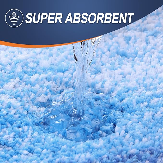 OLANLY Bathroom Runner Rugs 47x17, Extra Soft Absorbent Microfiber Bath Rugs, Rubber Backing, Quick Dry, Washable Bath Mats for Bathroom Floor, Tub and Shower, Home Decor Accessories, Light Royal Blue