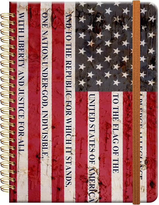 Ruled Spiral Writing Notebook,A5 Hardcover Lined College Journal for Women Lady Girl,Strong Twin-Wire Binding with Premium Paper,8.4" X 6",Perfect for School,Office,Home Gifts(pledge of allegiance