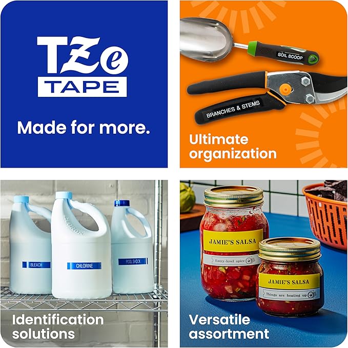 Brother Genuine P-Touch TZe Gold Print on Black Label Tape (TZe354), Laminated,1in x 26.2ft (24mm x 8m), for Select P-Touch Label Makers, Durable, Water-Resistant, Indoor/Outdoor Use