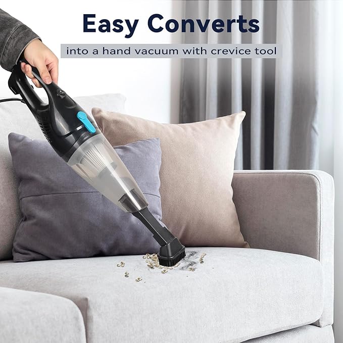 Corded Vacuum Cleaner, 4-in-1 Vacuum Cleaners for Home 15Kpa Power Suction Lightweight Corded Stick Vacuum with HEPA Filter Converts to Small Handheld Vacuum for Home, Pet Hair, Carpet, Hard Floors