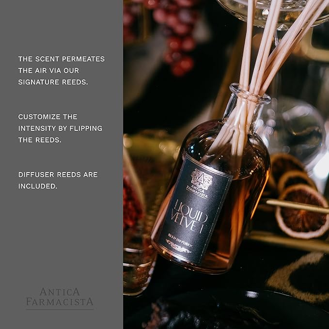 Antica Farmacista Home Ambiance Diffuser - Long-Lasting Reed Scent Diffuser - Luxury Room Freshener Gift - Liquid Velvet, 8.45 fl oz