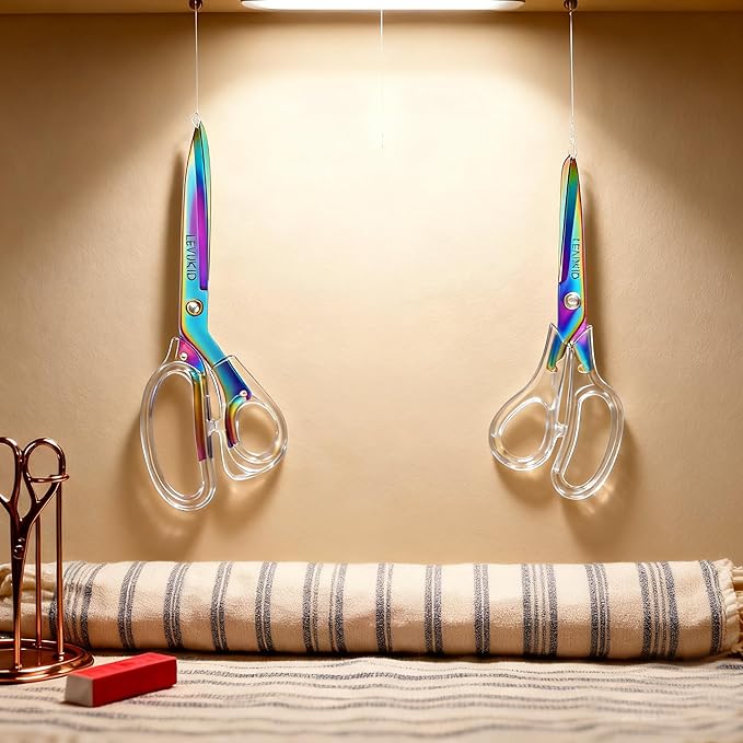 All-Purpose Fabric Scissors - 9 Inch All Purpose Scissors for Adults, Clear Handle, Ideal for Fabric Crafts, Tailor's Shears, Crafting & Office & kitchen/Color