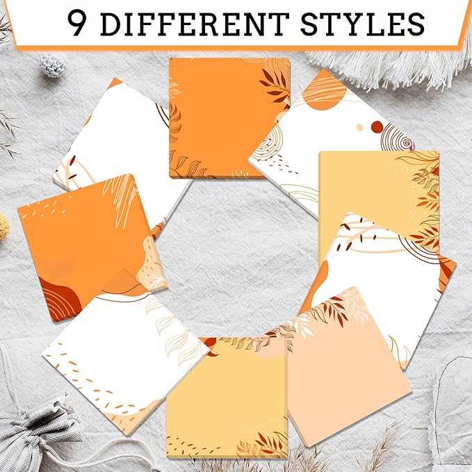 9 Pieces Fall Boho Sticky Notes Fall Boho Style Design Self-Adhesive Note Pads Sticky Memo Notes for School Office Home Supplies Students Teachers Presents