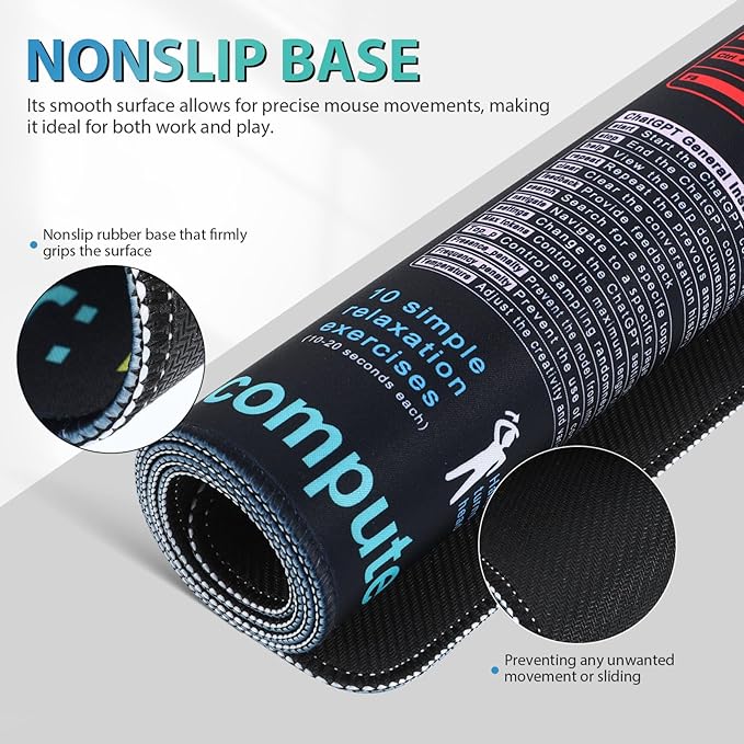 NUOBESTY Excel Cheat Sheet Desk Pad Large Keyboard Mouse Pad Non-Slip Gaming Keyboard Mat Office Computer Desk Mat with Function Modules 30x79 CM