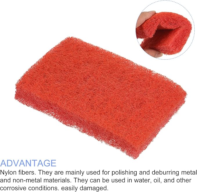 METALLIXITY Scouring Pad (15 x 10cm/6"x 4") 5pcs, Kitchen Dishwashing Sponge, Non-Scratch Cleaning Sponges Scrub Sponges - for Pots, Pans, Dishes, Utensils, Red