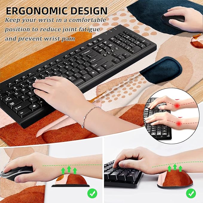 LATEEFAH Desk Mat, Mouse Pad with Wrist Rest, 4-in-1 Large Mouse Pads for Desk, Ergonomic Mouse Pad and Keyboard Wrist Rest Gaming Keyboard Mat for Office, Home