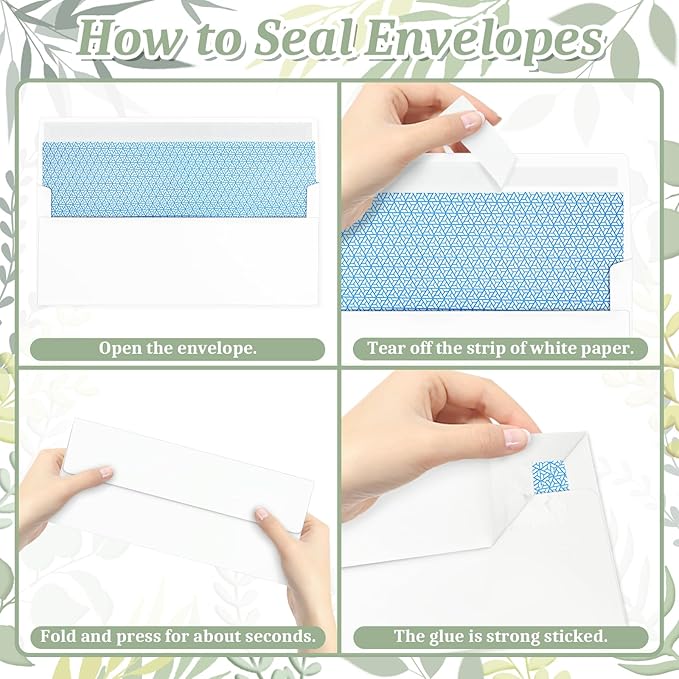 Mulbozy 50 Pcs White #10 Business Envelopes, Self Seal Standard Envelopes, Peep-proof Business Mailing Envelopes for Office, Checks, Letters, Invoices, Statements, Wedding, Size 4-1/8 x 9-1/2 inch