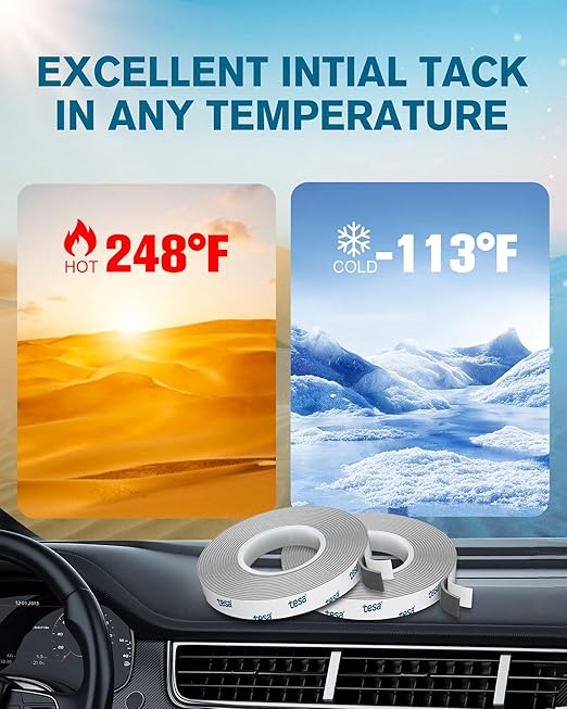 EMITEVER Double Sided Tape Heavy Duty | Strong Foam Mounting Tape for Walls, 0.4in x36ft Waterproof Two Sided Adhesive Tape with High Temp Tape, No Residue Removal for Automotive/Industrial