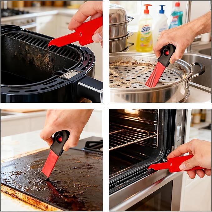 Kitchen Deep Cleaning Tool Kit, 2-Cut Cleaner with Dual Colors - Colored Handle for Stove/Grout/Desktop Crimps, Perfect for Kitchen and Home deep Cleaning