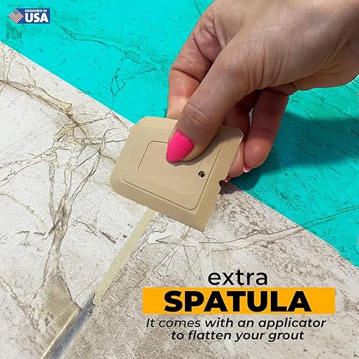 PentaUSA Tile Grout Repair Kit - Beige Grout Filler, Triple Protection, Fast Drying Formula Restores and Renews Joint Lines with Scraper (Beige, 8.8oz / 250gr)