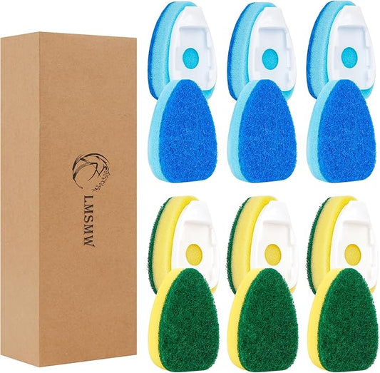 Non-Scratch Dish Wand Sponge Refill, Zero-Scratch Replacement Heads Fits Soap Dispensing Handle, Scratch-Free Dishwand Refills, Non-Scratching Scrubber Pads for Dish Wand, Safe for Nonstick Cookware