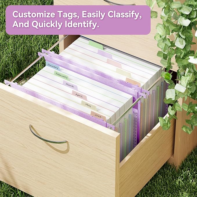 ANSOOK Wheat Straw Large Capacity Hanging File Folders Letter Size,7 Expansion 1.2" Accordion Pockets,3 Pack File Cabinet Folders with Tabs, Natural Colored File Folders for Home and Office Bulk File