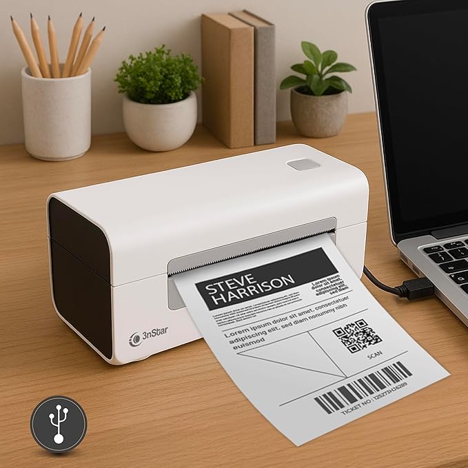 3nStar Direct Thermal Printer for Shipping Labels | 4x6 Product Labels | USB | Compact, Portable | Home & Business | LDT060
