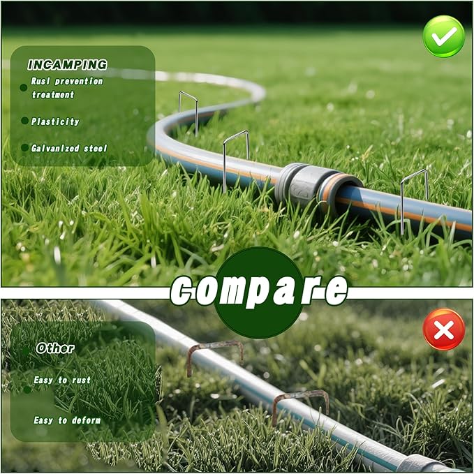 Mist Garden 6" Heavy Duty Landscape Staples - 100 Pack, 11 Gauge Galvanized Steel Garden Stakes for Weed Barrier Fabric, Ground Cover, Netting & Fence Anchoring (Durable Rust-Proof Design)