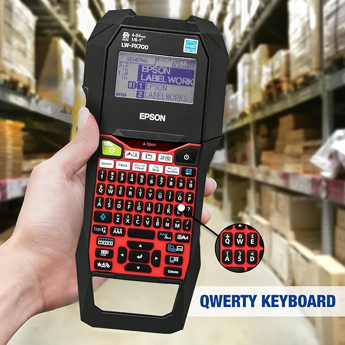 LABELWORKS Epson LW-PX700PCD Industrial Label Maker Kit and 203 Heat Shrink Tube AWG 16-22, 1/8" (3MM) Wide, 8 ft (98") Bundle