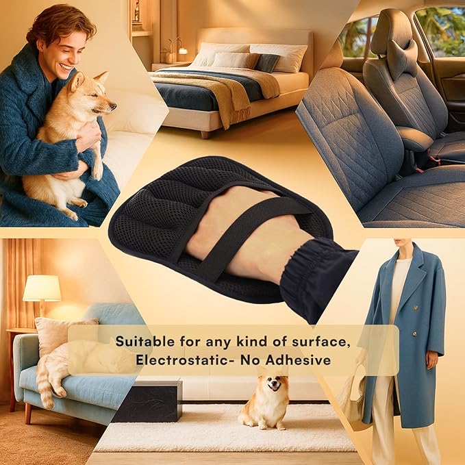 Wolfster Pet Hair Removal Glove | for Couch, Carpets & Car Seats Cleaner | Upgraded Five-Finger Reusable Glove | Electrostatic Pet hHair Remover | Dog & Cat Hair Removal Tool