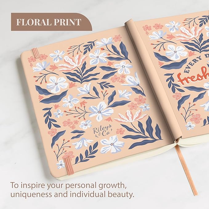 Rileys & Co Notebook Journal for Work and School - Lined Journal 8 x 6 Inches - Gold Foil Cover - Compact Notebook for Women - 240 Pages - Lined Notebook - Hardcover Journal (Fresh)