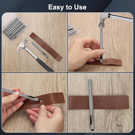 17 Pcs Round Leather Hole Punch Tool 0.5-7mm, Boyistar Metal Hollow Hole Punching for Leather Craft Punch Tools Set Round Hollow Tools for Belts, Watch Band, Paper, Plastic, Leather with Storage Box