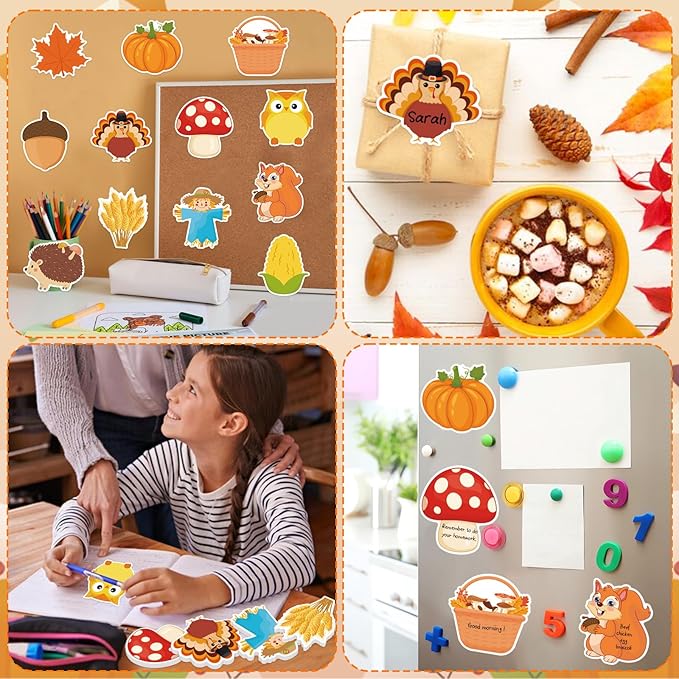 600 Thanksgiving Fall Sticky Notes, Cute Pumpkin Squirrel Turkey Sticky Notes Autumn Sticky Notepad Self Sticky Memo Pads for Fall Thanksgiving Harvest Party Favors Home Office School Supplies