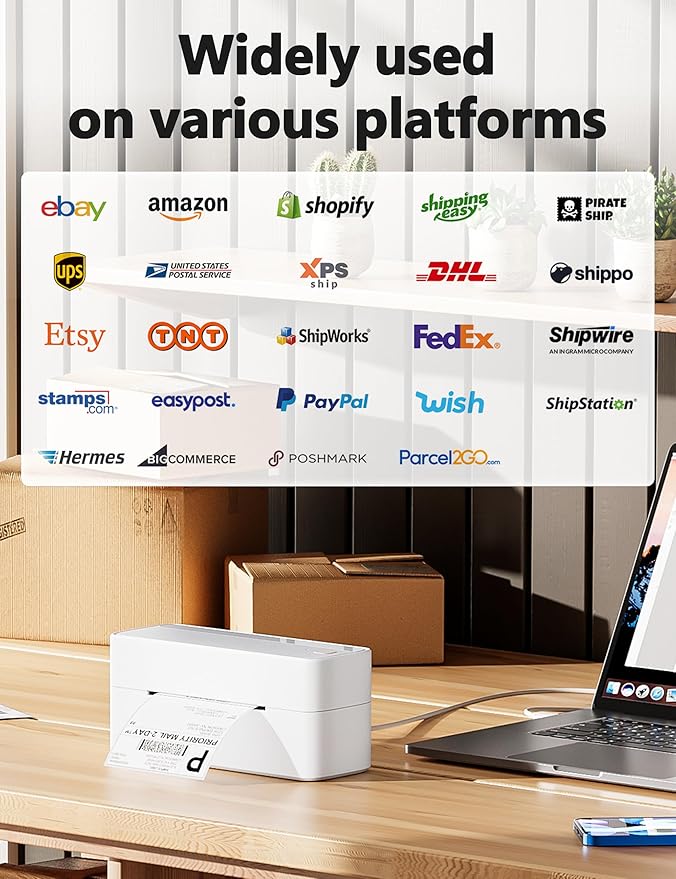 Phomemo Bluetooth Thermal Label Printer, 241BT 4X6 Wireless Shipping Label Printer for Small Business, Pink Label Printer for Shipping Package, Compatible with iPhone, Android, Amazon