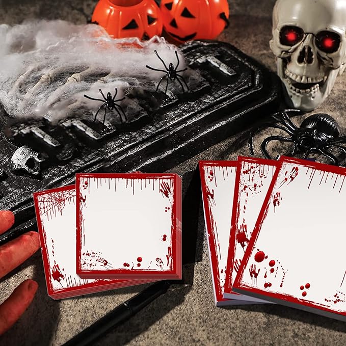 9 Pieces Halloween Sticky Note Halloween Blood Note Pads 450 Pieces of Self Adhesive Removable Memo Pads, 50 Sheets Each for Halloween School Office Home Students Teachers Presents