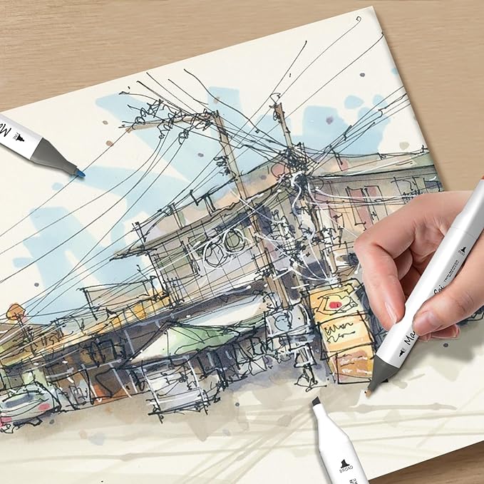 48 Colors Alcohol Markers, Art Supplies for Adults,Dual Tip Drawing Sketch Marker for Artists,Markers for Adults, Ideal Painting Marker for Drawing,Sketching and Designing White