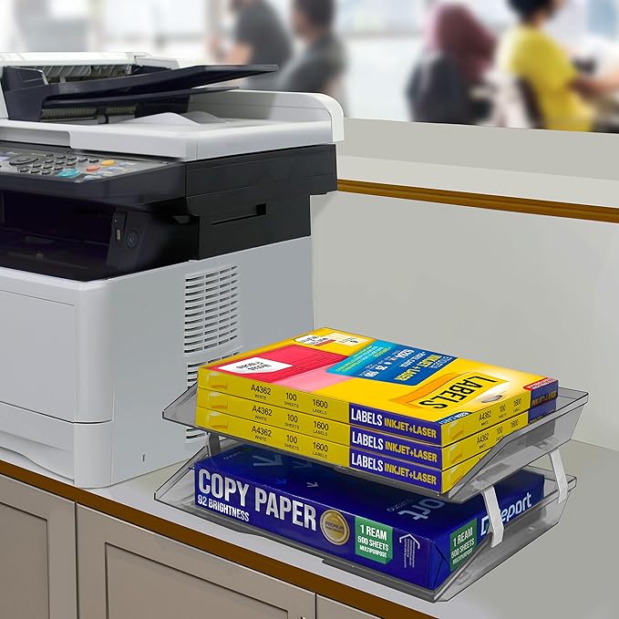 Acrimet Facility 2 Tier Letter Tray, Side Load, Letter Size/A4, Desktop File Organizer, Plastic (Clear Smoke Color)