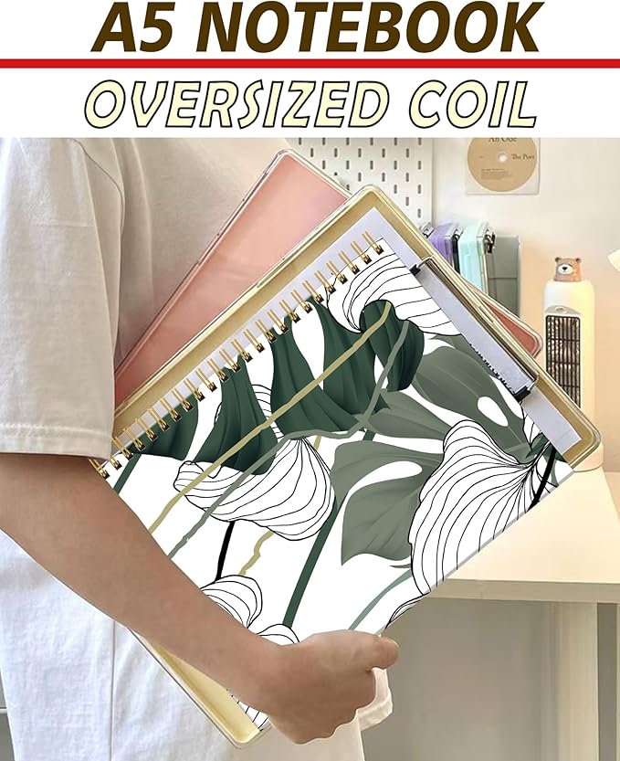Spiral Notebook A5, Hardcover Journal for Women, 120 Pages Thick College Ruled Paper, Perfect for Office, School, or Home Use(Plants and Vines)