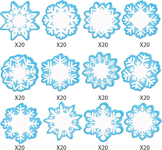Christmas Snowflake Sticky Notes, 240 Pages Snowflake Self Adhesive Memo Pad Christmas Snowflake Sticky Note Self Stick Notes Memo Pads for Home, School, Office -12 Designs