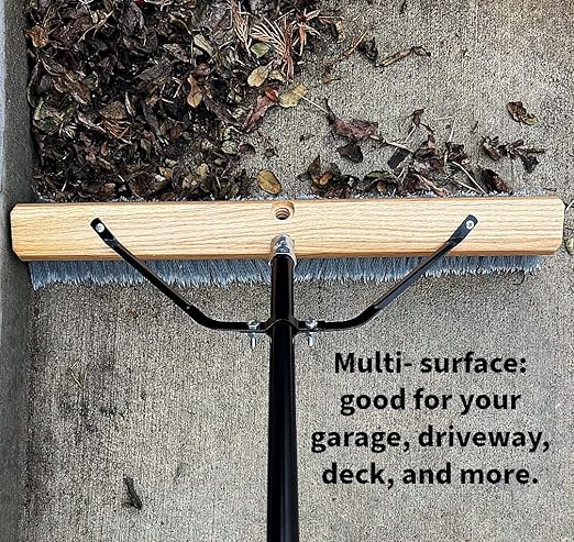 American Select Tubing Pbma24004 Heavy Duty 24" Multi-Surface Push Broom with Silver/Black Handle