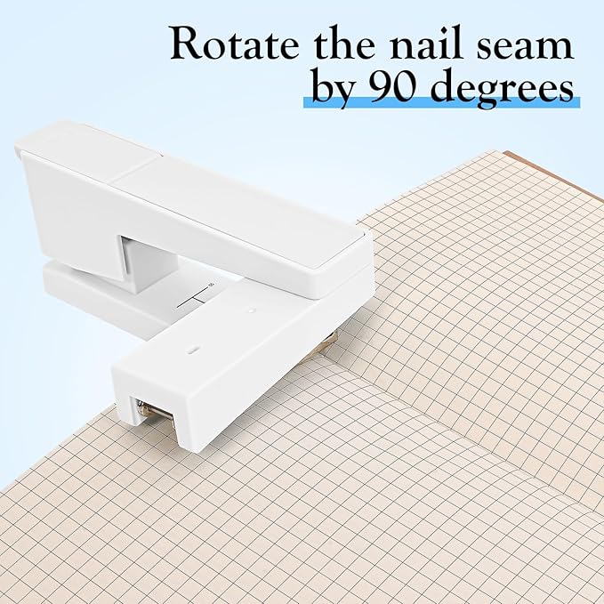 Swing-Arm Swivel Stapler - 20 Sheets Capacity, 360 Degree Rotate Desk Stapler with 100 Staples - Non-Slip Office Stapler, White