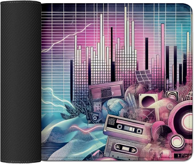 Music Theme Mouse Pad Desk Mat,Desk Mat for Keyboard and Mouse,Large Gaming Mouse Pad,Desktop Mat, Big Mousepad with Stitched Edge Non-Slip Rubber Base for Work Study (27.5X11.8 in)