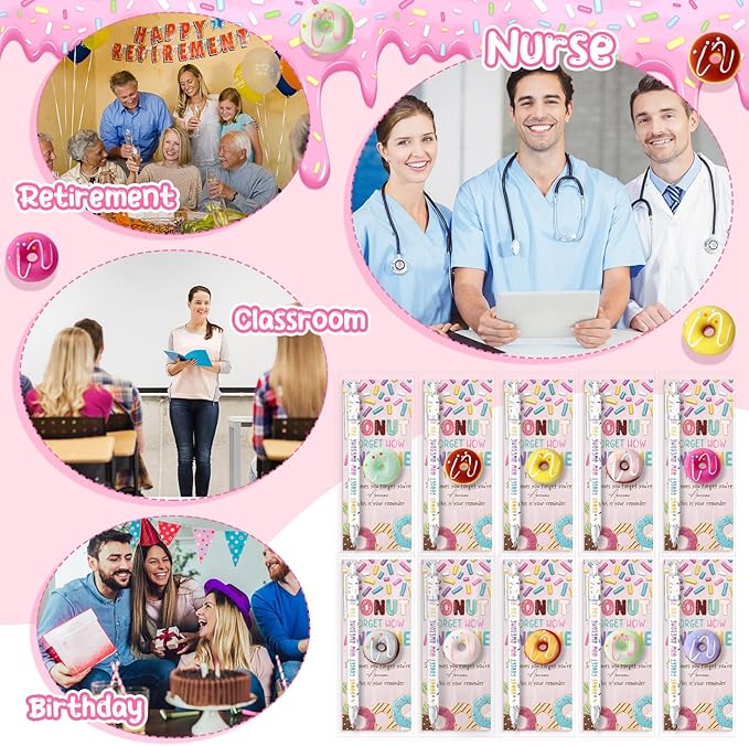 30 Sets Donuts Gifts Bulk Christmas Prizes Donuts Party Favors Inspirational Mechanical Pencil Stress Ball and Awesome Cards Christmas Office Staff Gifts for Employee Coworkers Team Group