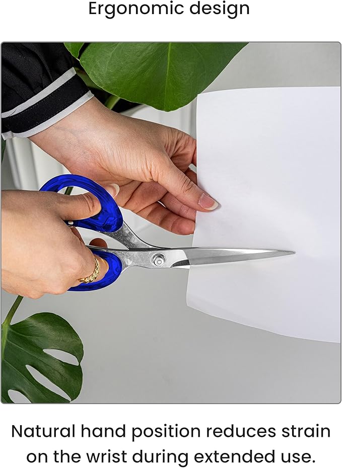 OfficeGoods 9” Stainless Steel Acrylic Scissors for Office and Home - Aesthetic and Sharp All Purpose Scissors, Perfect for Sewing, Arts and Crafts - Blue Silver Metal