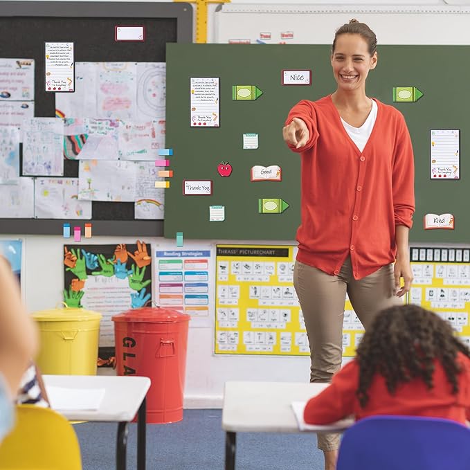 B1ykin Sticky Notes Set, Cartoon Theme Cute Self-Stick Notes Pad Teacher Appreciation Gifts， Self-Adhesive Writing Memo Pages Sticky to Do Notepad Thank You Gift for School Classroom (A+ Teacher)