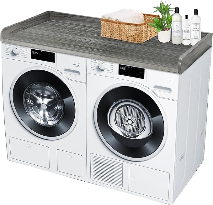 Royxen Laundry Countertop Solid Wood, Countertop for All Front-loaded Washing Machine and Dryer, Extra Room for Laundry Room, Eucalyptus