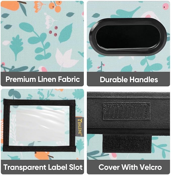 BALEINE File Organizer Box with Lid, Collapsible File Folder Organizer with Plastic Slide, Hanging File Folder Box for Office Document Storage (2 Pack, Spring Stroll)