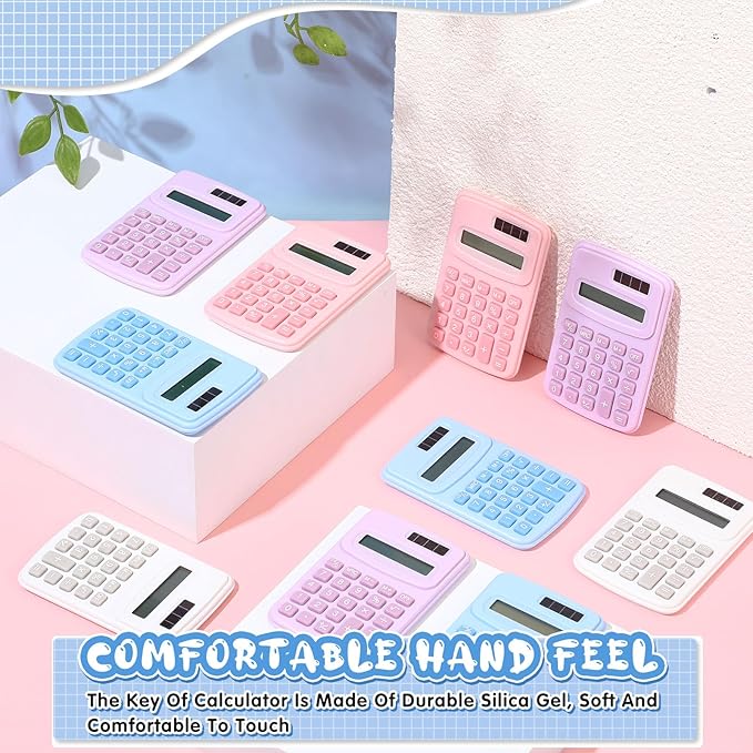 LEIFIDE 24 Pack Pocket Calculator Small Bulk Basic 4 Function Calculator 8 Digit Display Battery Powered for Desktop Home Office School Student Kids(Macaron Colors)