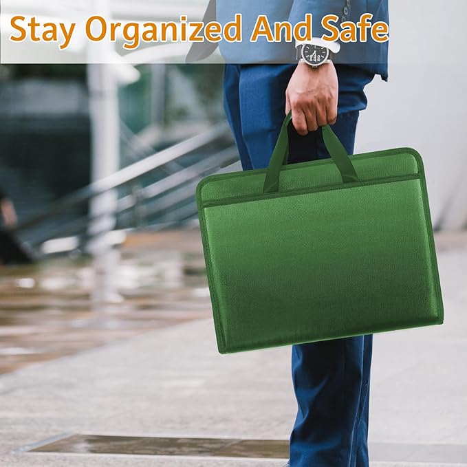 File Organizer Fireproof Expanding Accordion File Folder with Zipper Labels13 Pockets Document Organizer Holder Storage Box Bag for Business Office Receipt Home Travel