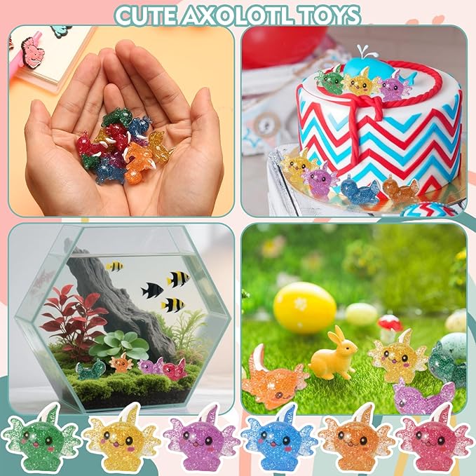 108 Pcs Axolotl Party Gifts Axolotl Stationery Gifts included Mini Toys Spiral Notebooks Ballpoint Pens Slap Bracelets Keychains Stamps Gift Cards and Gifts Bags for Axolotl Birthday Party Supplies