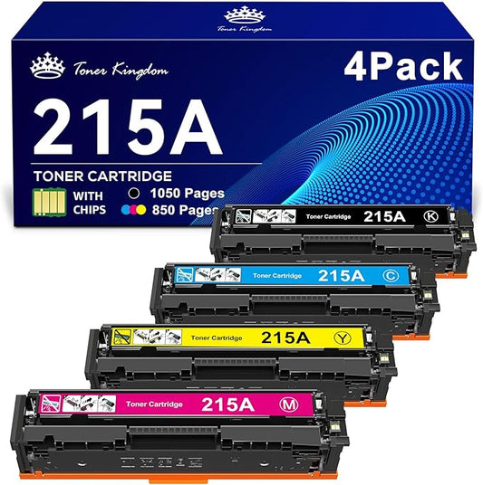 Toner Kingdom Compatible for HP 215A Toner Cartridge with HP Color Laserjet Pro MFP M182nw M183fw M155a M182n M155nw Printers (Black Cyan Yellow Magenta 4 Pack)
