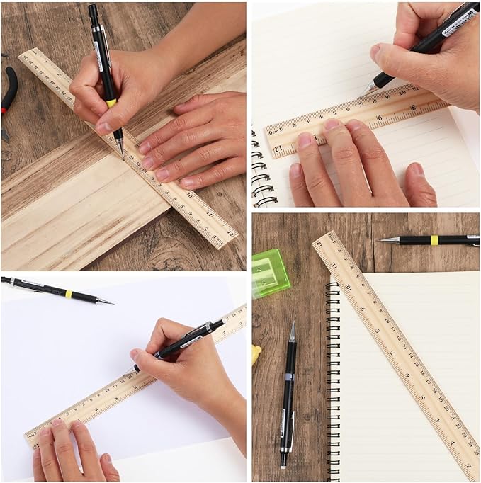 50Packs Wooden Ruler Dual Scale 12Inch/30CM Rulers Bulk Wood Measuring Ruler for School,Home,Office Teacher Supplies for Classroom