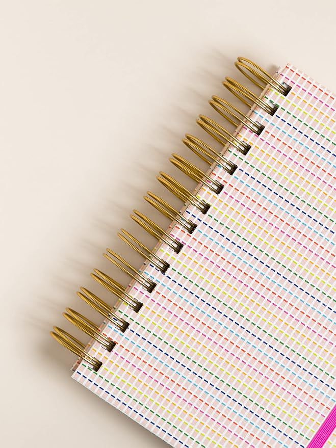 U Brands Responsibly Sourced ‘Stripes & Brights’ Tabbed Journal, Office Supplies, Textured Cover, Gold Hardware, 6” x 8"