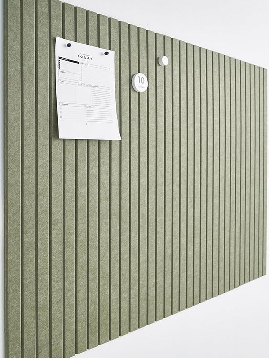 Large Cork Boards for Walls Black Felt Alternative - Slat Wall Paneling, Bulletin Board Tiles for Home Decor, Push Pin Corkboard Organizer for Office or Classroom-12-Pack Panel (Khaki Green)